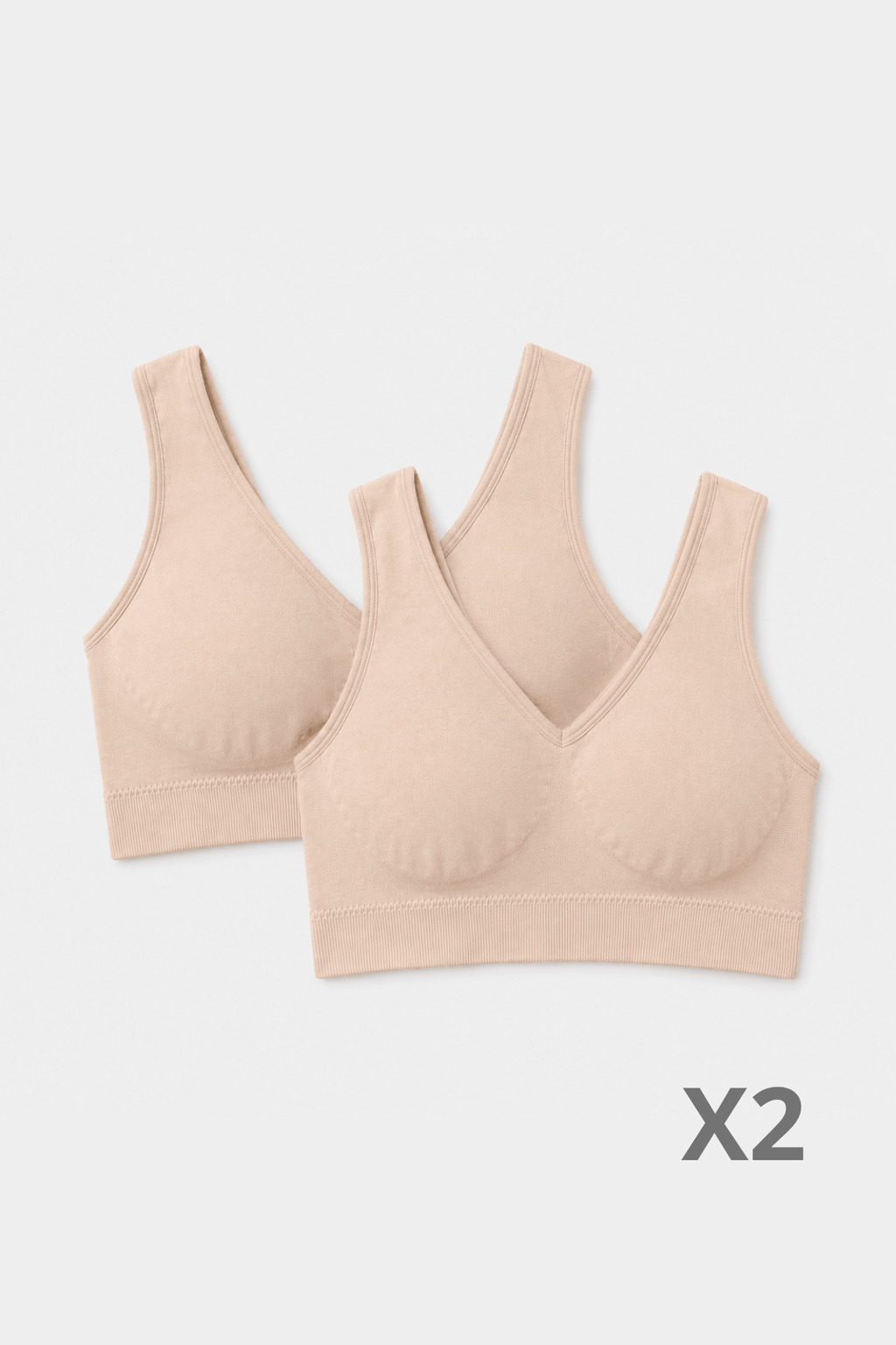 Beiges Bambus-Bralette - 2er-Pack