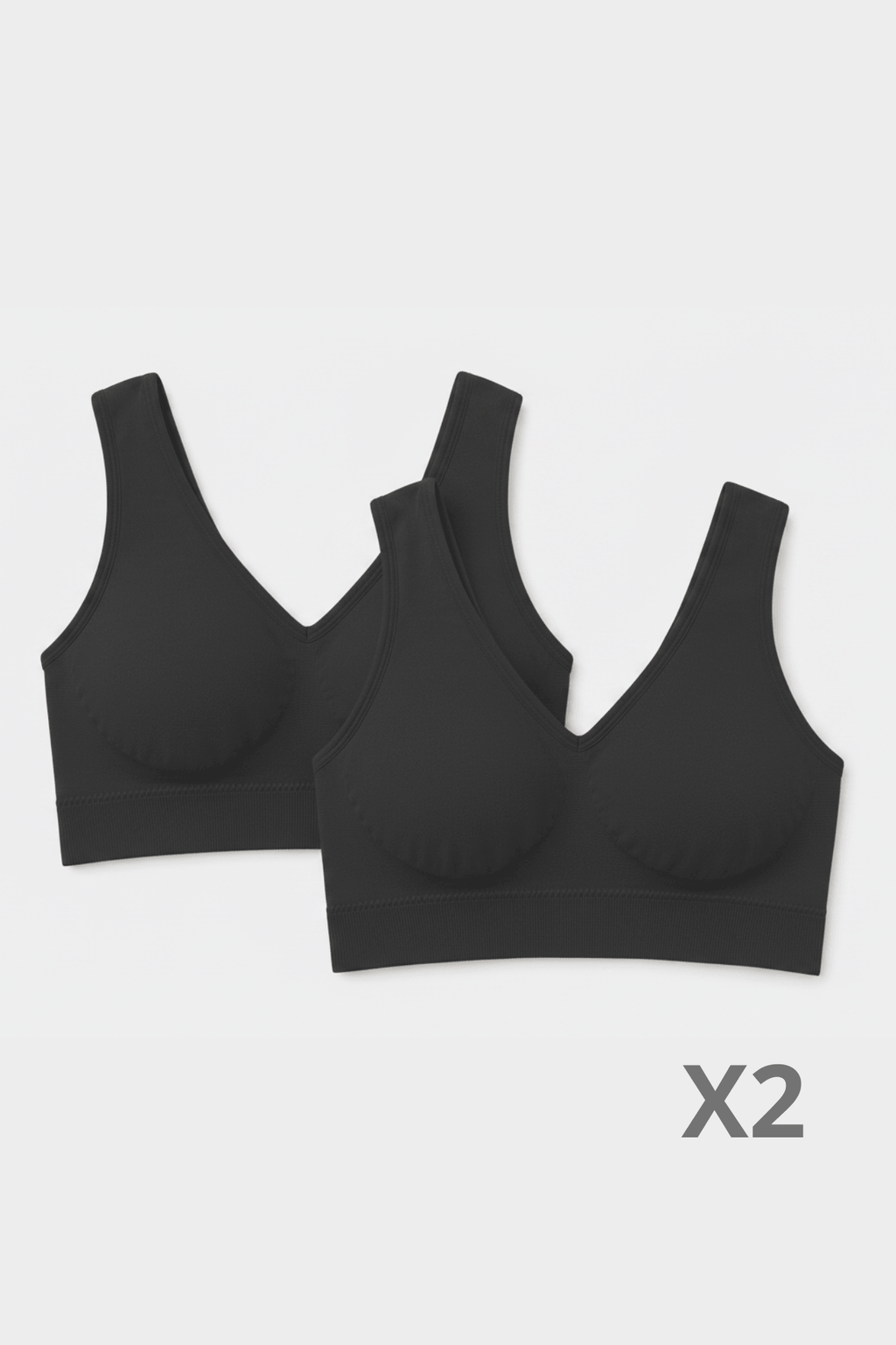 Schwarzes Bambus-Bralette - 2er-Pack