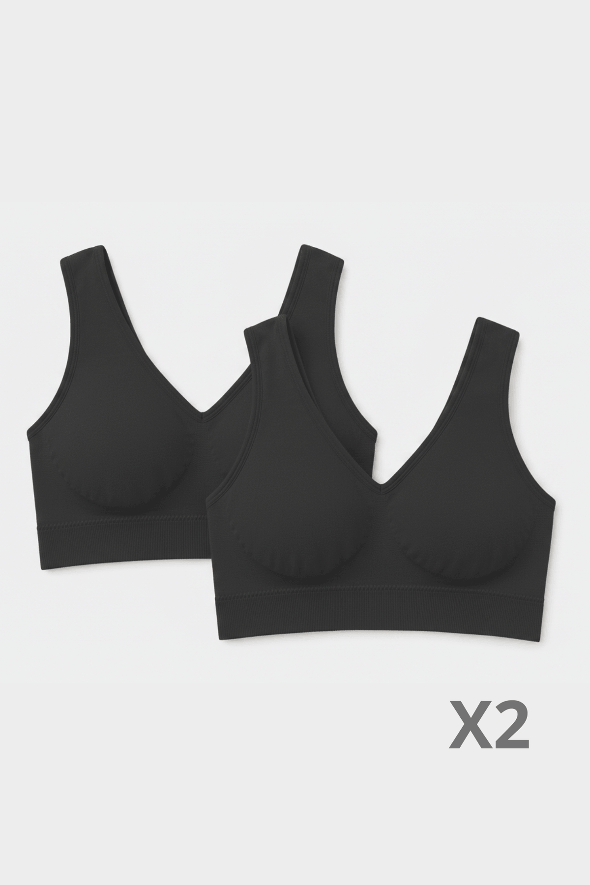 Schwarzes Bambus-Bralette - 2er-Pack