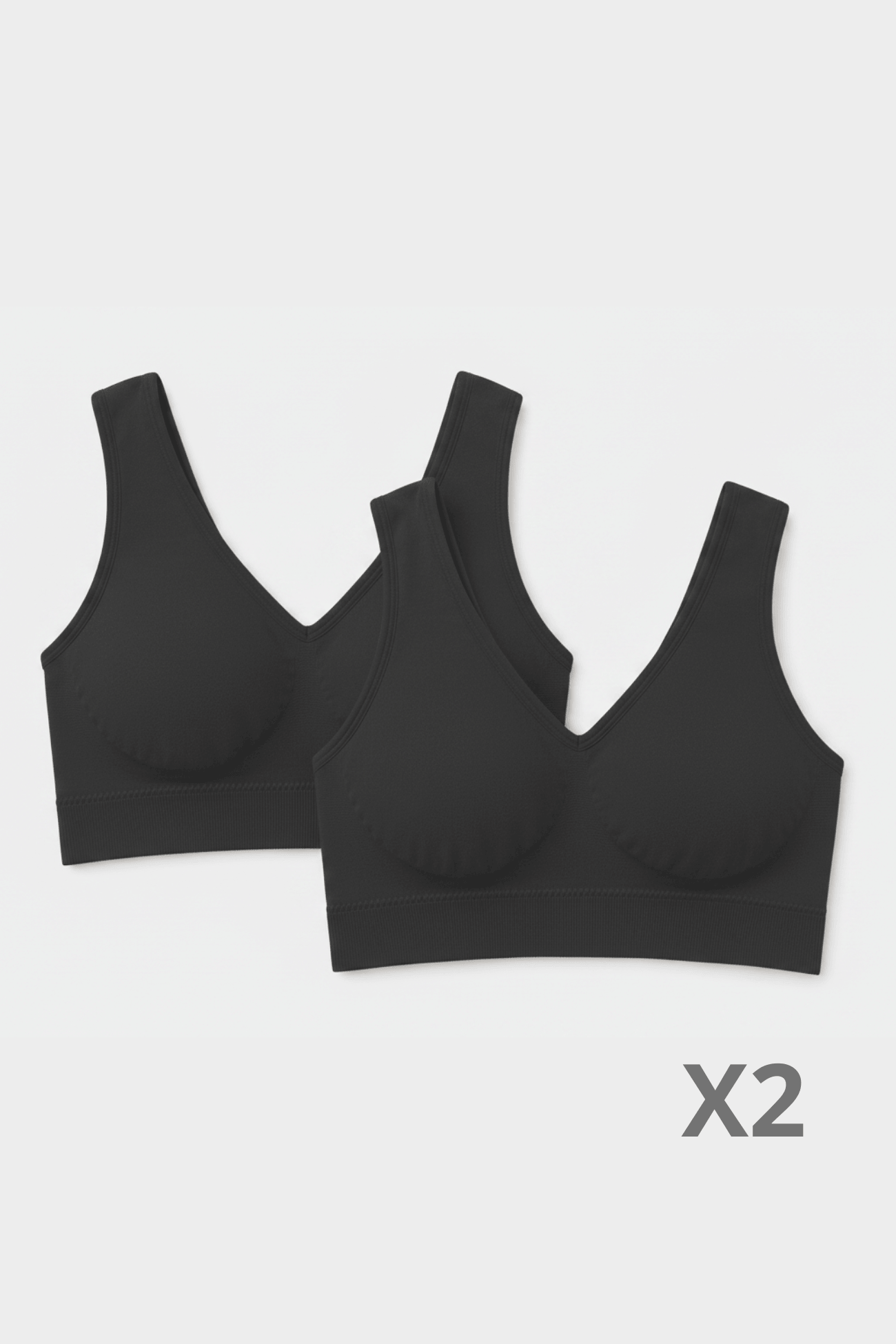 Schwarzes Bambus-Bralette - 2er-Pack