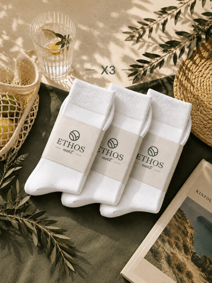 Chaussettes Classiques en Bambou Blanc - 3 Paires - Ethos Next