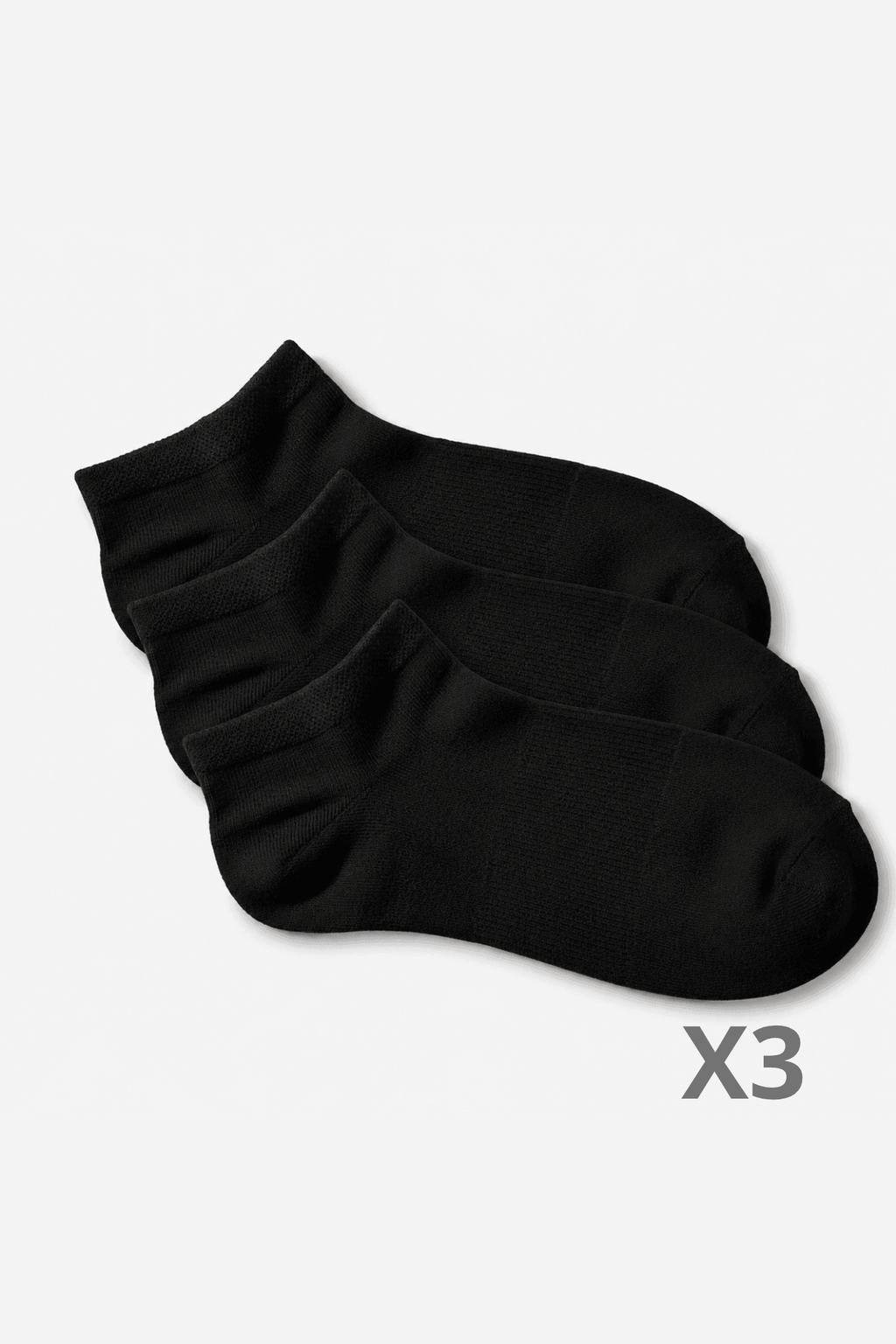 Chaussettes Mi-Cheville en Bambou Noir - 3 Paires - Ethos Next