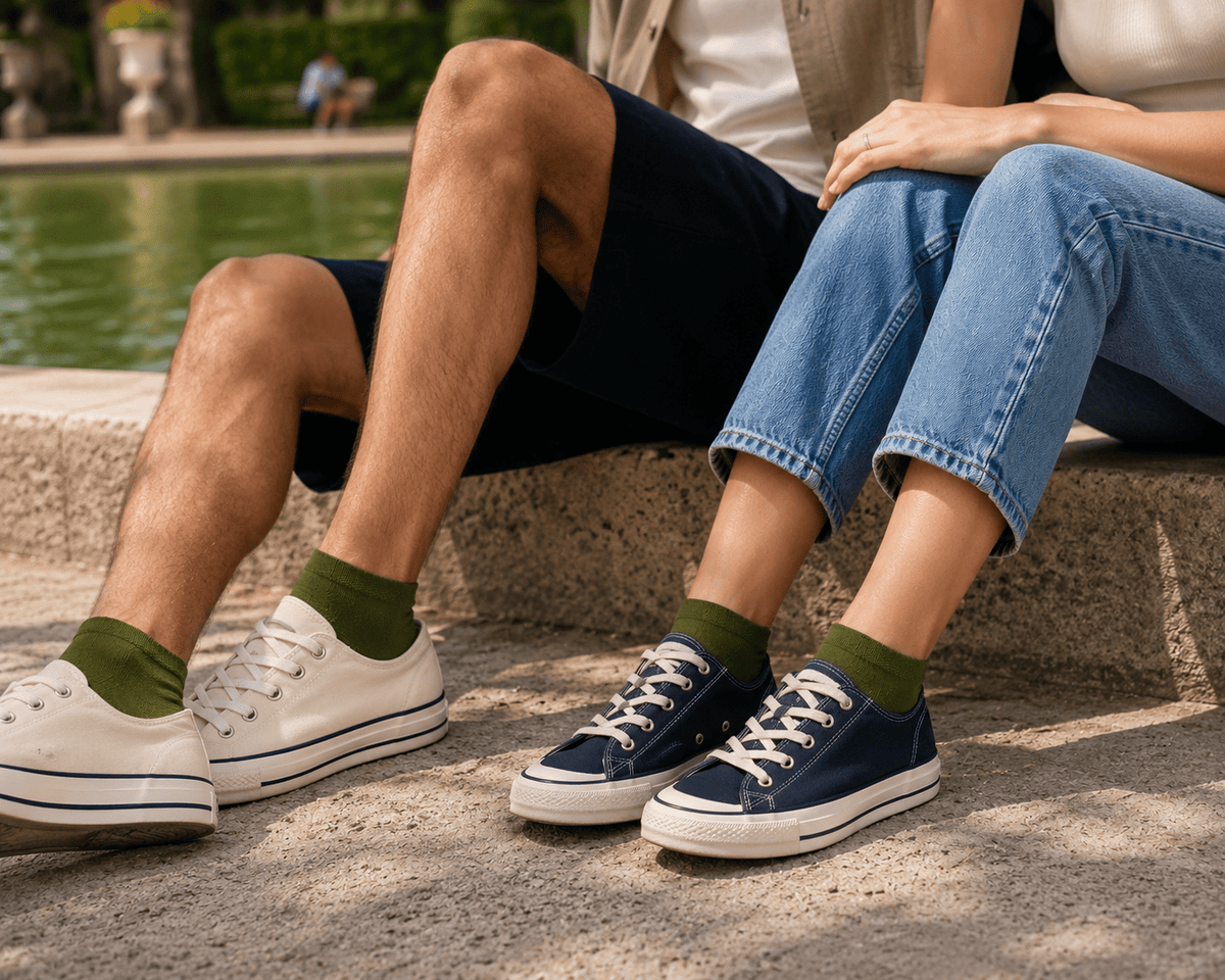 Chaussettes Mi-Chevilles en Viscose de Bambou - Olive - Chaussettes - Ethos Next